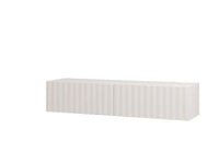 Como White Slat Effect Wall Mounted Floating TV Entertainment Unit - Space Saving Design - UK Luxury Furniture