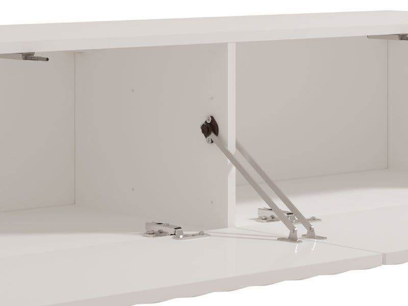 Como White Slat Effect Wall Mounted Floating TV Entertainment Unit - Space Saving Design - UK Luxury Furniture