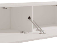 Como White Slat Effect Wall Mounted Floating TV Entertainment Unit - Space Saving Design - UK Luxury Furniture