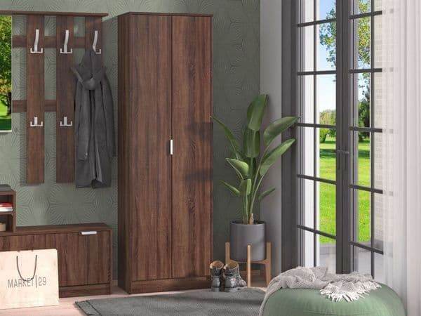 Cotswold Dark Brown Two-Door Utility Cupboard with Seven Internal Compartments - UK Luxury Furniture