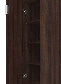 Cotswold Dark Brown Two-Door Utility Cupboard with Seven Internal Compartments - UK Luxury Furniture