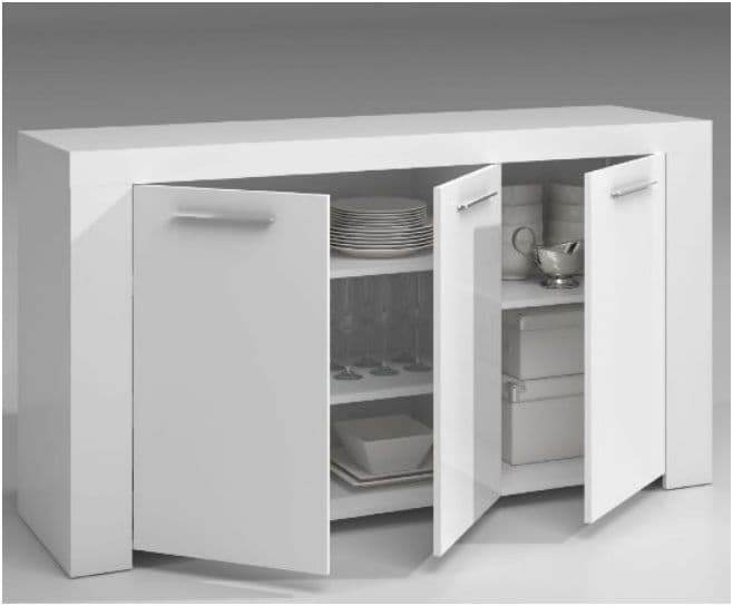 Curro Arctic White Three-Door Sideboard: Modern Elegance for Dining & Living Areas - UK Luxury Furniture