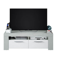 Curro White Gloss & Grey TV Cabinet: Modern Entertainment Unit with Ample Storage - UK Luxury Furniture