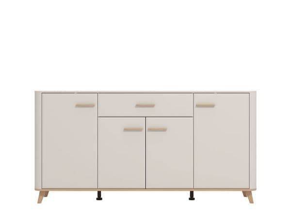 Elegant Dariqon Cashmere Oak Effect 4-Door Sideboard with Spacious Storage - UK Luxury Furniture