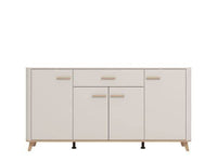 Elegant Dariqon Cashmere Oak Effect 4-Door Sideboard with Spacious Storage - UK Luxury Furniture
