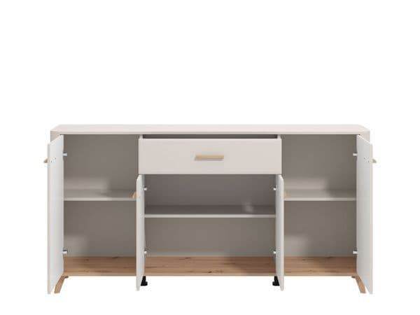Elegant Dariqon Cashmere Oak Effect 4-Door Sideboard with Spacious Storage - UK Luxury Furniture
