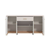 Elegant Dariqon Cashmere Oak Effect 4-Door Sideboard with Spacious Storage - UK Luxury Furniture