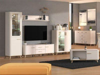 Elegant Dariqon Cashmere Oak Effect Low Display Cabinet with Two Doors - UK Luxury Furniture