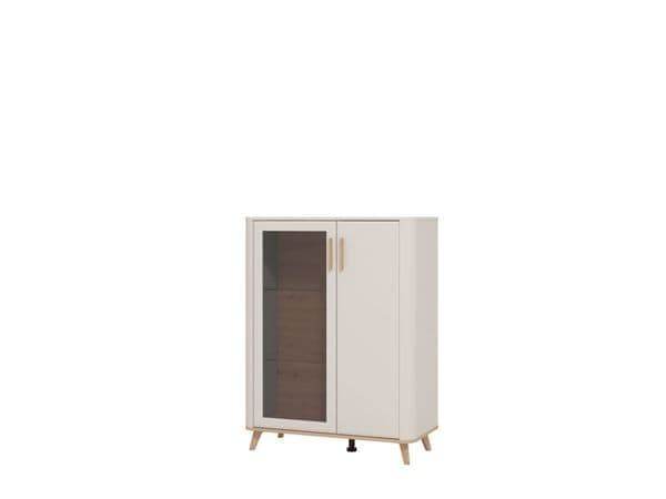 Elegant Dariqon Cashmere Oak Effect Low Display Cabinet with Two Doors - UK Luxury Furniture