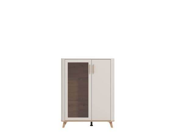 Elegant Dariqon Cashmere Oak Effect Low Display Cabinet with Two Doors - UK Luxury Furniture