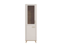 Dariqon Cashmere and Oak Effect Tall Slim Display Cabinet with Two Doors - UK Luxury Furniture