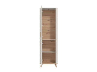 Dariqon Cashmere and Oak Effect Tall Slim Display Cabinet with Two Doors - UK Luxury Furniture