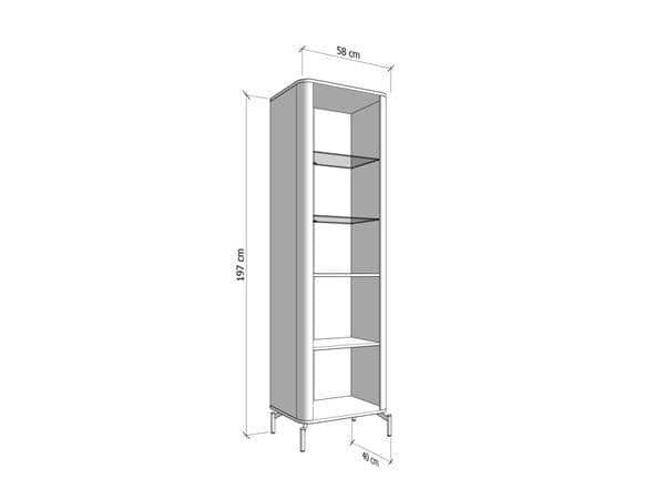 Dariqon Cashmere and Oak Effect Tall Slim Display Cabinet with Two Doors - UK Luxury Furniture