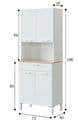 Denby White and Oak 4-Door Modern Kitchen Utility Cupboard with Hutch and Drawer - UK Luxury Furniture
