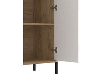 Evandria Grey Oak Effect Cashmere Slatted Short Sideboard - Elegant Storage Solution - UK Luxury Furniture