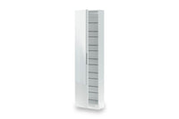 Giovanni Arctic White Tall Shoe Cabinet with Mirrored Door, 14-16 Pair Capacity - UK Luxury Furniture