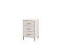 Granada Cashmere and Artisan Oak Effect Bedside Table with 3 Drawers - UK Luxury Furniture