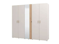 Granada Cashmere and Artisan Oak Effect Mirrored Five-Door Wardrobe - UK Luxury Furniture