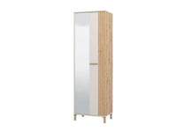 Granada Cashmere and Artisan Oak Effect Slim Narrow Wardrobe with Pull-Out Rail - UK Luxury Furniture