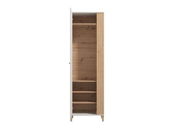 Granada Cashmere and Artisan Oak Effect Slim Narrow Wardrobe with Pull-Out Rail - UK Luxury Furniture
