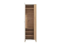 Granada Cashmere and Artisan Oak Effect Slim Narrow Wardrobe with Pull-Out Rail - UK Luxury Furniture