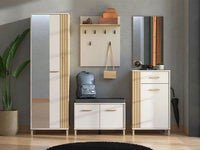 Granada Cashmere and Artisan Oak Effect Slim Narrow Wardrobe with Pull-Out Rail - UK Luxury Furniture