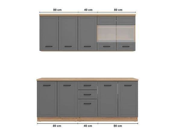 Hudson 78.7-inch Graphite Grey Kitchen Units: Modern Style and Ample Storage - UK Luxury Furniture
