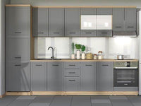 Hudson Grey and Oak Effect Tall Kitchen Larder Unit Pantry Cupboard - UK Luxury Furniture