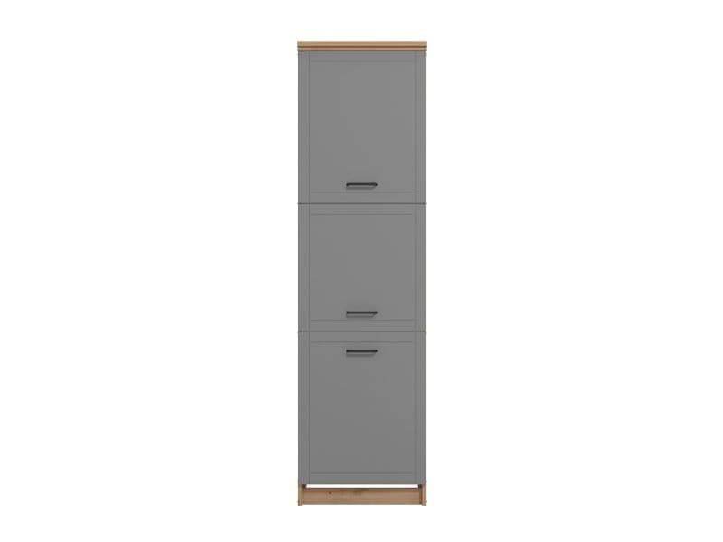 Hudson Grey and Oak Effect Tall Kitchen Larder Unit Pantry Cupboard - UK Luxury Furniture