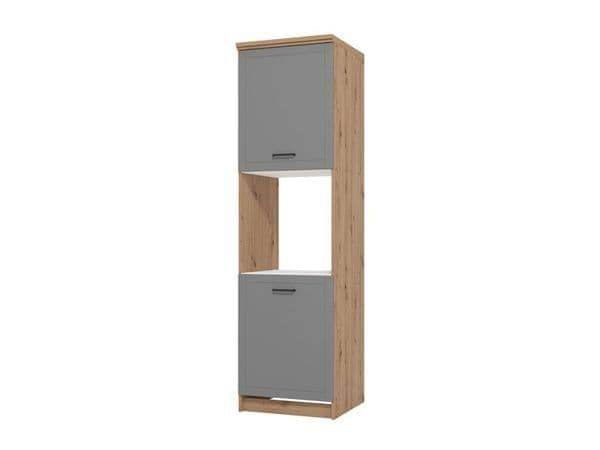 Hudson Grey and Oak Effect Tall Kitchen Larder Unit Pantry Cupboard - UK Luxury Furniture