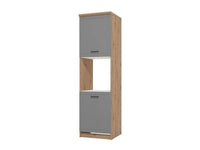 Hudson Grey and Oak Effect Tall Kitchen Larder Unit Pantry Cupboard - UK Luxury Furniture