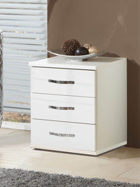 Ivana German White Gloss 3 Drawer Bedside Cabinet - UK Luxury Furniture