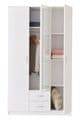 Kano White Three-Door Wardrobe: Elegant Storage with Mirror, Drawers, and Hanging Rail - UK Luxury Furniture