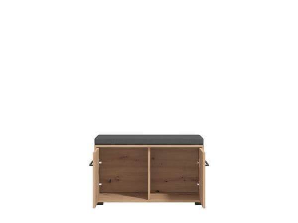 Lazlo Slatted Artisan Oak Effect Hallway Storage Bench with Cushioned Seating - UK Luxury Furniture