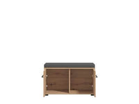 Lazlo Slatted Artisan Oak Effect Hallway Storage Bench with Cushioned Seating - UK Luxury Furniture