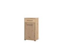 Lazlo Slatted Artisan Oak Effect Narrow Hallway Sideboard with Storage Drawer and Door - UK Luxury Furniture