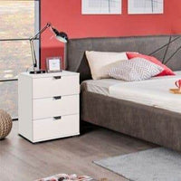 Limone Arctic White 3-Drawer Bedside Table: Modern Minimalist Storage Solution - UK Luxury Furniture