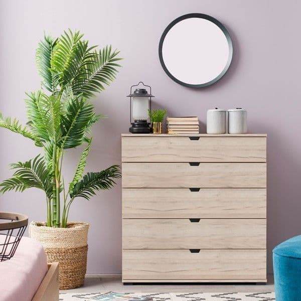 Elegant Limone Oak Effect Six-Drawer Wide Chest for Spacious Bedroom Storage - UK Luxury Furniture
