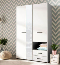 Limone White 3-Door Wardrobe: Elegant Storage with Mirror, Drawers & Hanging Rails - UK Luxury Furniture