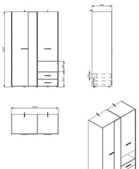 Limone White 3-Door Wardrobe: Elegant Storage with Mirror, Drawers & Hanging Rails - UK Luxury Furniture