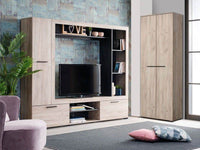 Lucerne Grey Oak Effect and Black Entertainment Unit Wall TV Cabinet - UK Luxury Furniture