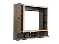 Lucerne Grey Oak Effect and Black Entertainment Unit Wall TV Cabinet - UK Luxury Furniture