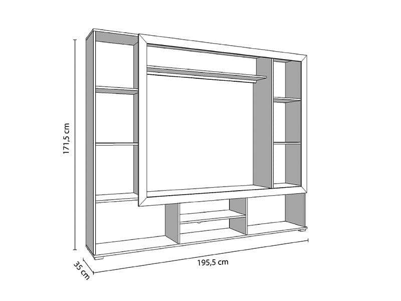 Lucerne Grey Oak Effect and Black Entertainment Unit Wall TV Cabinet - UK Luxury Furniture