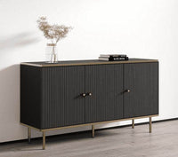 Maison Elegant Black and Gold Three-Door Sideboard with Internal Shelving - UK Luxury Furniture