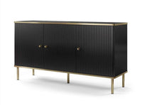 Maison Elegant Black and Gold Three-Door Sideboard with Internal Shelving - UK Luxury Furniture
