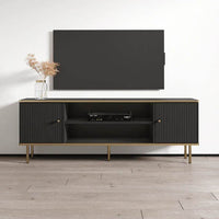 Maison Black and Gold TV Unit: Luxurious Modern Entertainment Console with Storage - UK Luxury Furniture