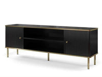 Maison Black and Gold TV Unit: Luxurious Modern Entertainment Console with Storage - UK Luxury Furniture