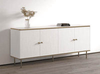 Maison Elegant White and Gold Four-Door Wide Sideboard with Ample Storage - UK Luxury Furniture