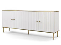 Maison Elegant White and Gold Four-Door Wide Sideboard with Ample Storage - UK Luxury Furniture