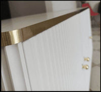 Maison Elegant White and Gold Four-Door Wide Sideboard with Ample Storage - UK Luxury Furniture
